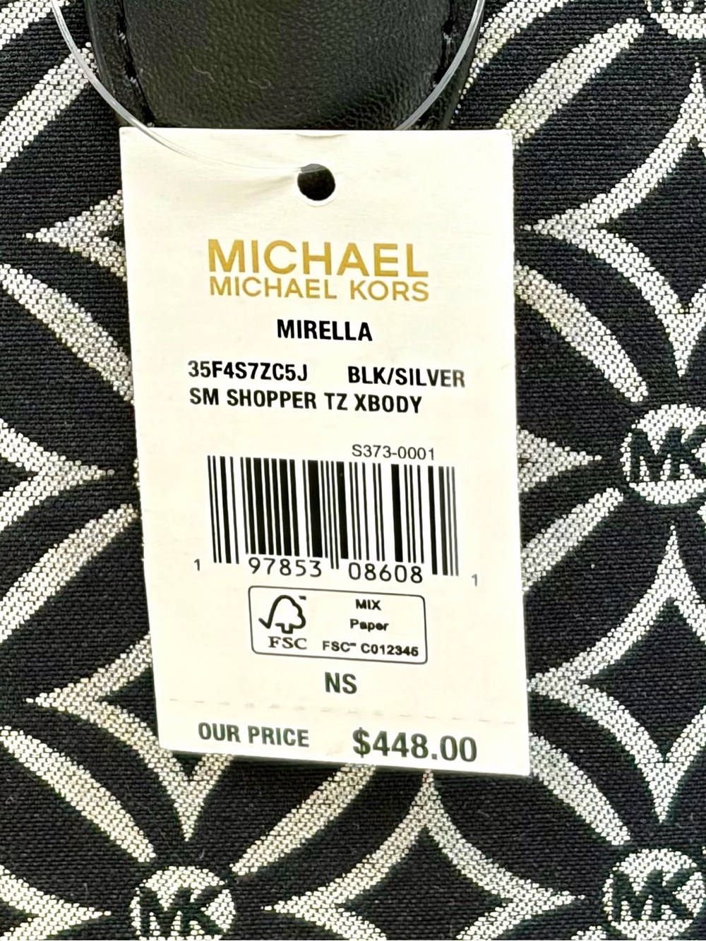 Michael Kors Mirella Small Metallic Logo Jacquard Crossbody Bag Black/Silver - Picture 12 of 12